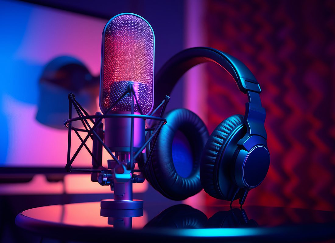 Our Webinars - Close-up of a Mic and Headphones